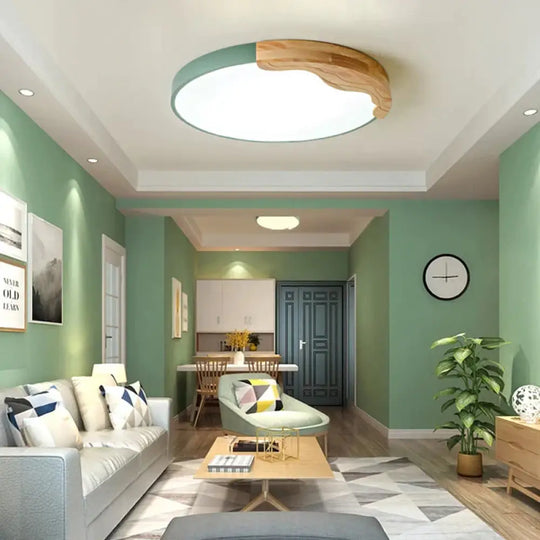 Simple Bedroom Led Ceiling Lamp Creative Nordic Log Color Children’s Room Smart Green / Dia40Cm