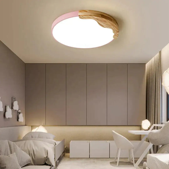 Simple Bedroom Led Ceiling Lamp Creative Nordic Log Color Children’s Room Smart Pink / Dia40Cm