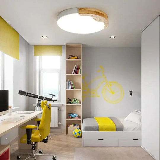 Simple Bedroom Led Ceiling Lamp Creative Nordic Log Color Children’s Room Smart White / Dia40Cm