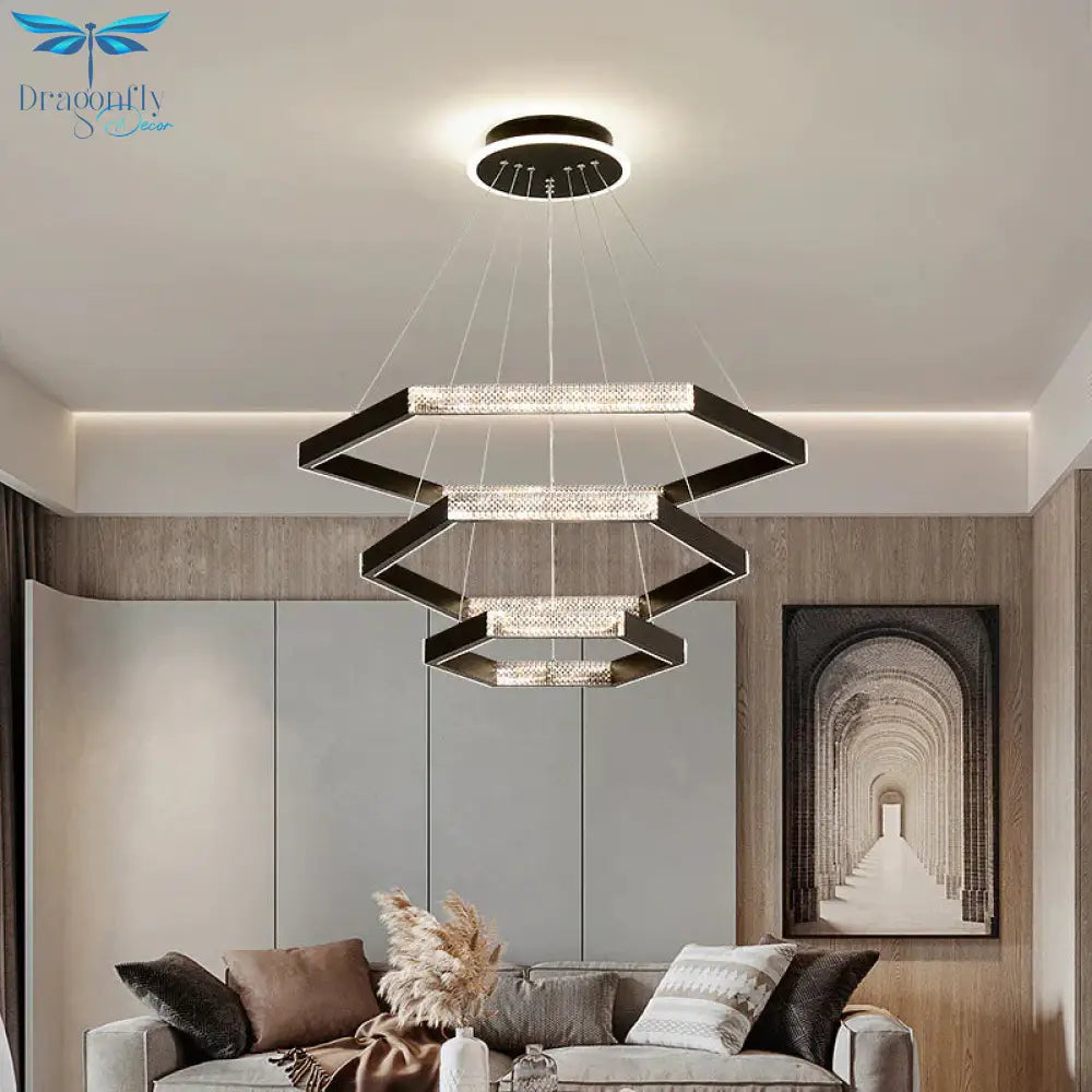 Simple Chandelier Living Room Lamp Black Creative Led Restaurant Nordic Personality Bar Bedroom
