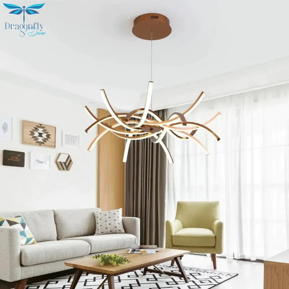 Simple Led Pendant Lights Gold Lamp For Living Room Lustre