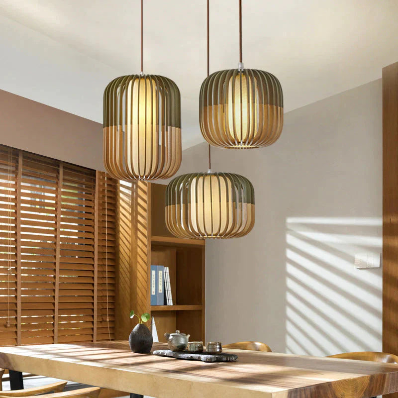 Simple Linear Lines Solid Wood Nordic Pendant