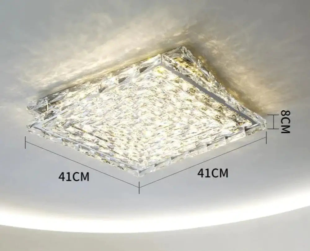Simple Living Room Ceiling Lamp Led Crystal Tri - Color Light / 41Cm Square