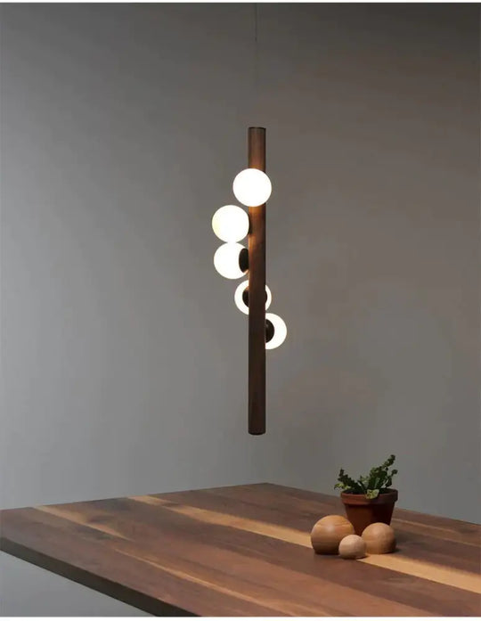 Simple Living Room Chandelier Walnut Color Dining Lamp Creative Led Color - B / White Light 5 Heads