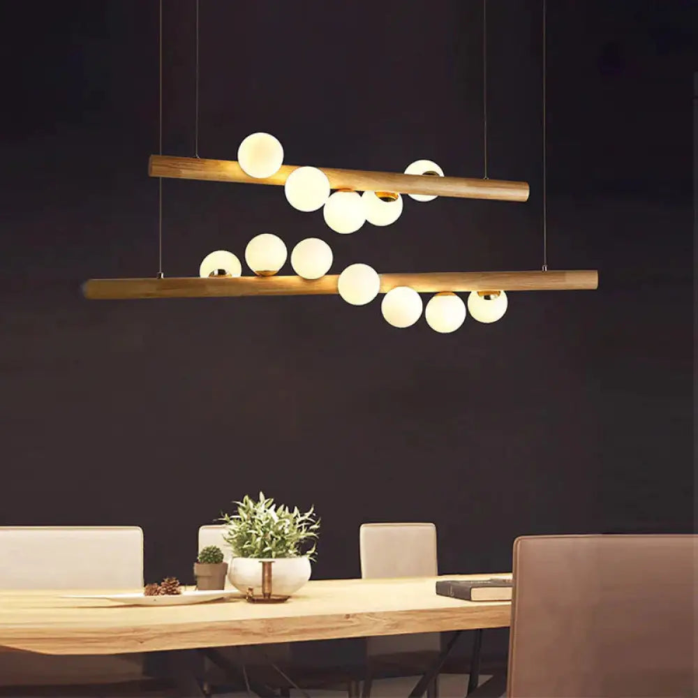 Simple Living Room Chandelier Walnut Color Dining Lamp Creative Led Wood Color - A / White Light 5