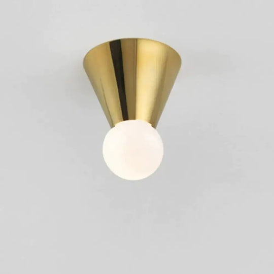 Simple Metal Tapered Led Ceiling Lamp Golden Warm Light
