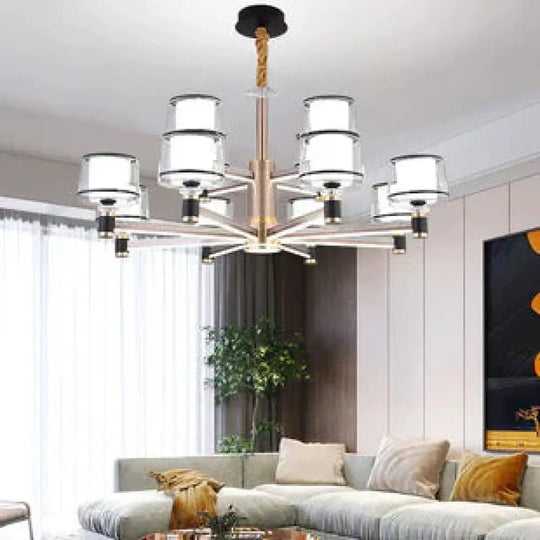 Simple Modern Living Room Lamp Atmospheric Household Arm Light Luxury Chandelier 12 Heads / Tri -