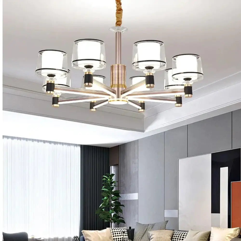 Simple Modern Living Room Lamp Atmospheric Household Arm Light Luxury Chandelier 8 Heads / Tri -