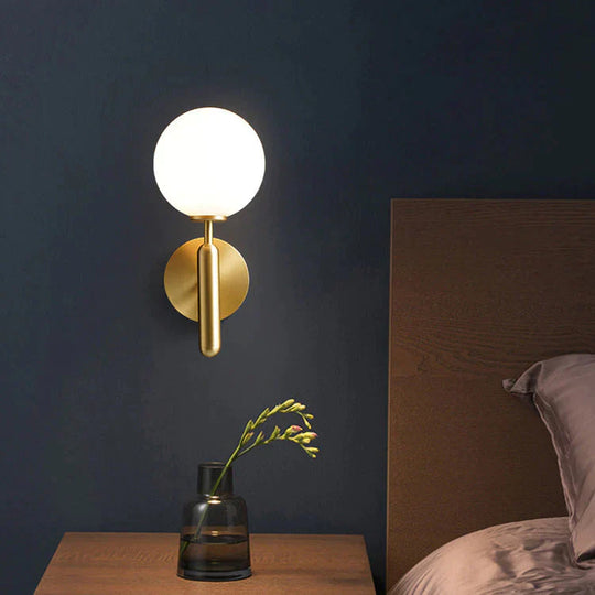 Simple Nordic Modern Bedroom Bedside Copper Wall Lamp Lamps
