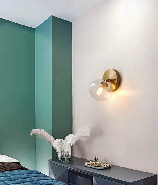 Simple Nordic Wind Bedroom Bedside Corridor Copper Wall Lamp Lamps