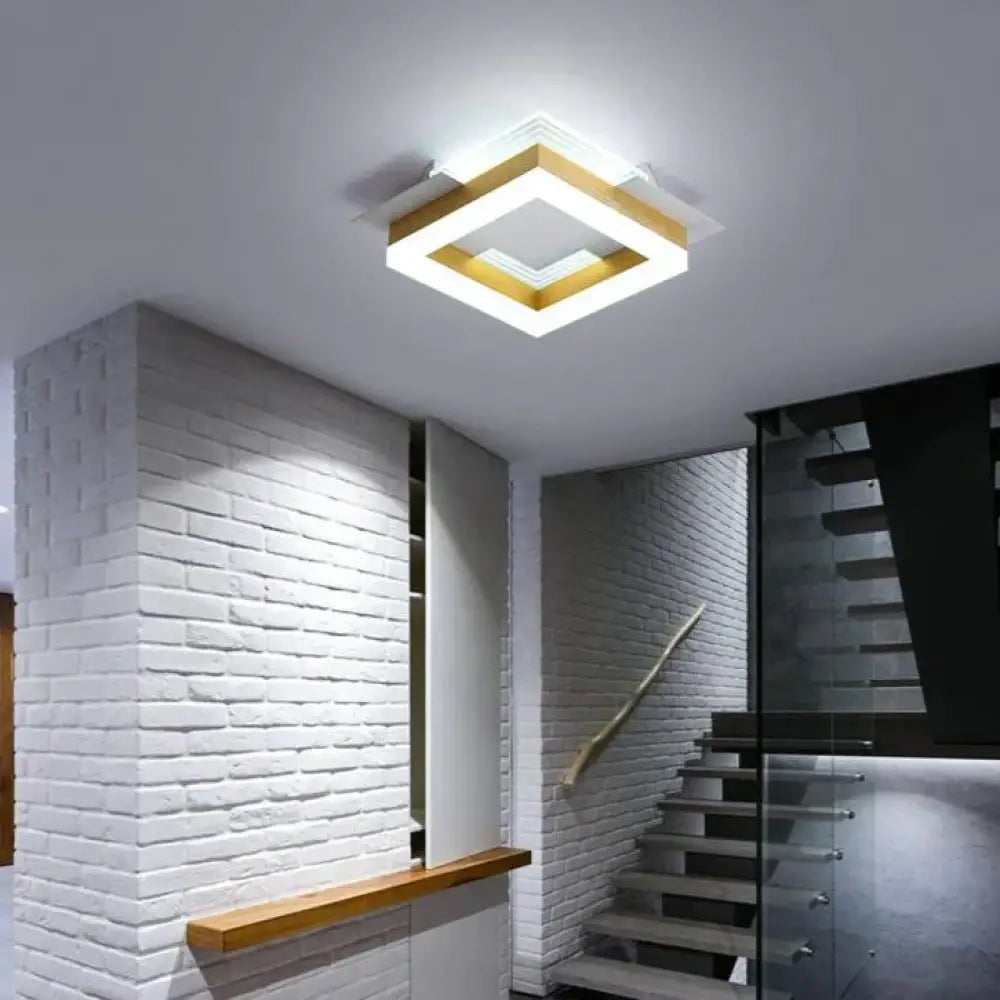 Simple Personality Corridor Cloakroom Ceiling Lamp Square - 26Cm / White Light