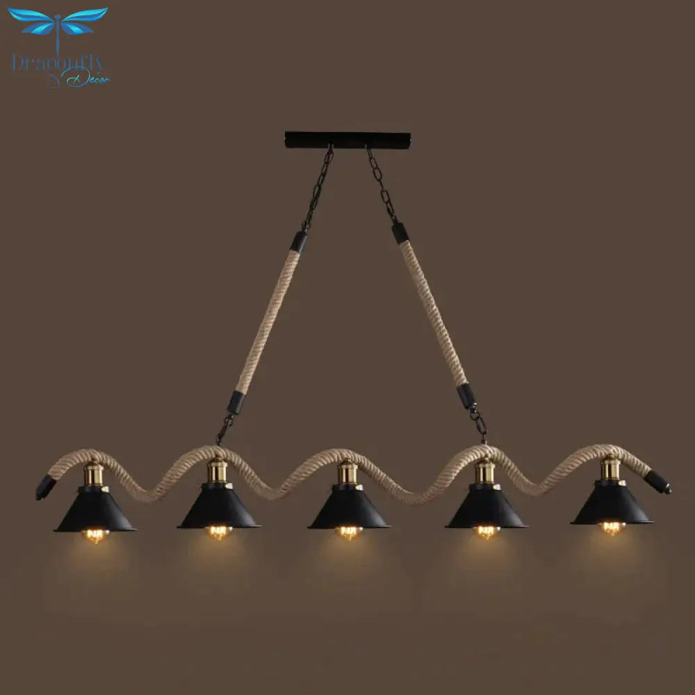 Simple Retro Led Chandelier Nordic Hemp Rope Cafe Modern Novelty American Bar Restaurant Ceiling