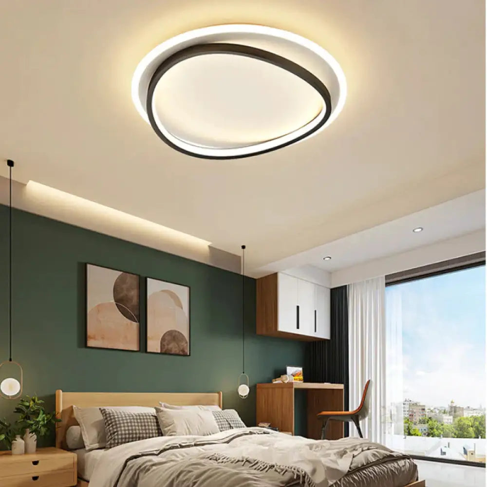 Simple Round Led Ceiling Lamp Bedroom Dining Room Lamps Black - 50Cm / White