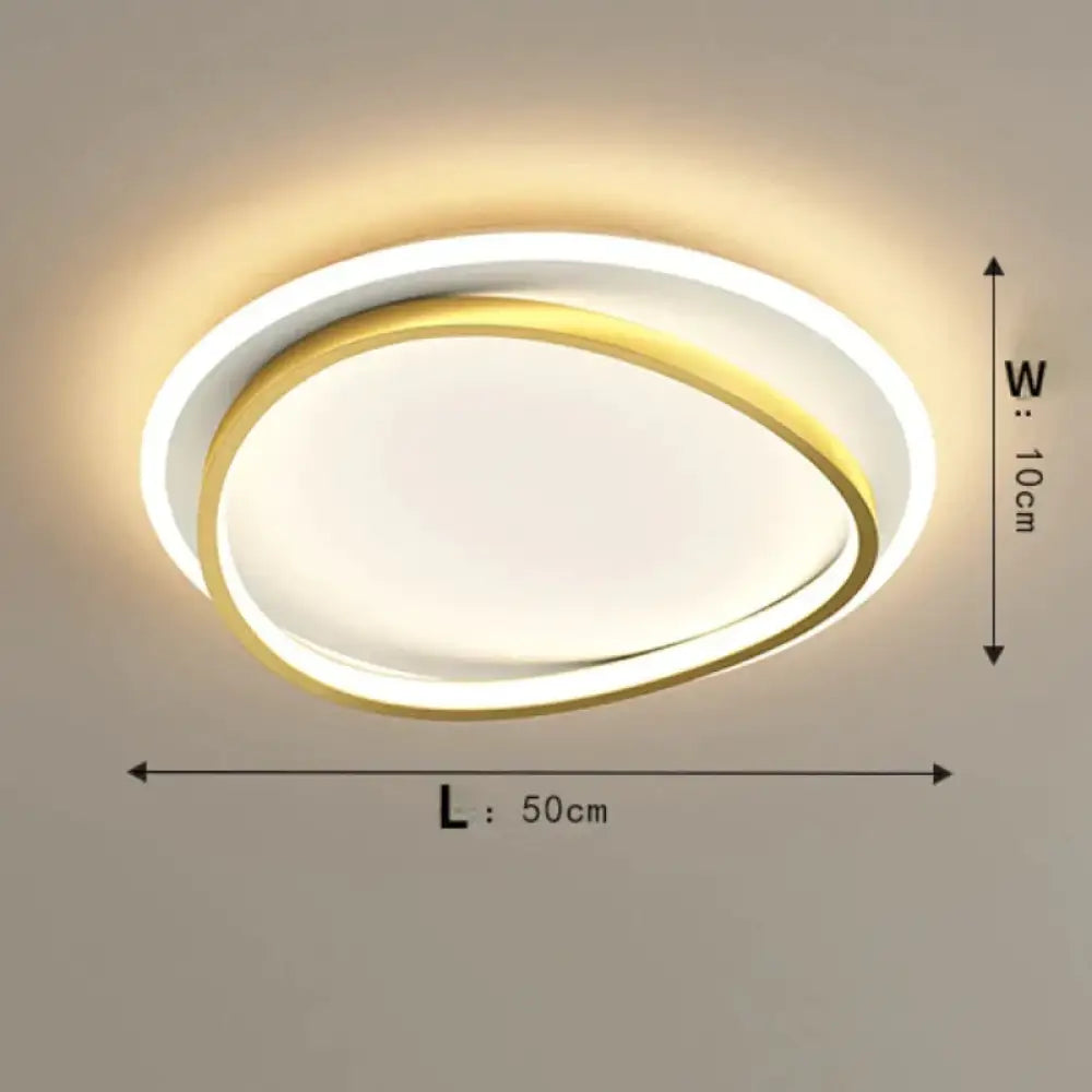 Simple Round Led Ceiling Lamp Bedroom Dining Room Lamps Gold - 50Cm / White