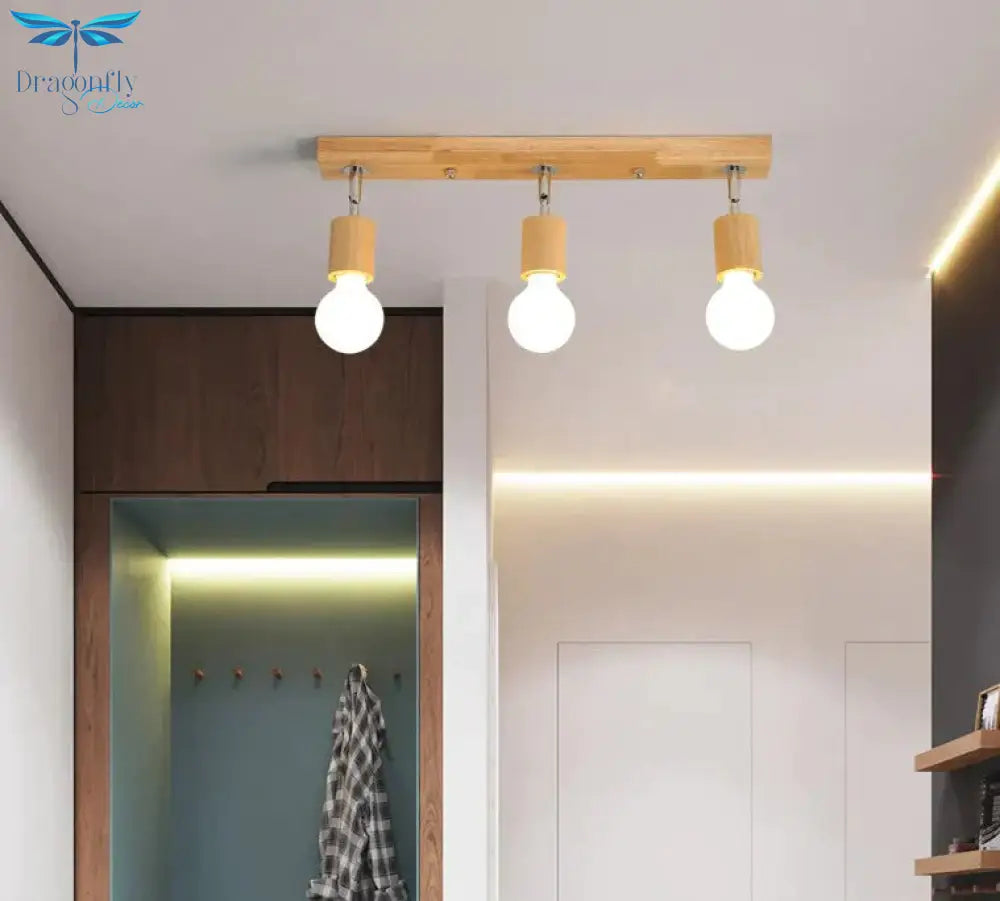 Simple Solid Wood Art Track Spotlight Bathroom Mirror Front Light Led Restaurant Ceiling