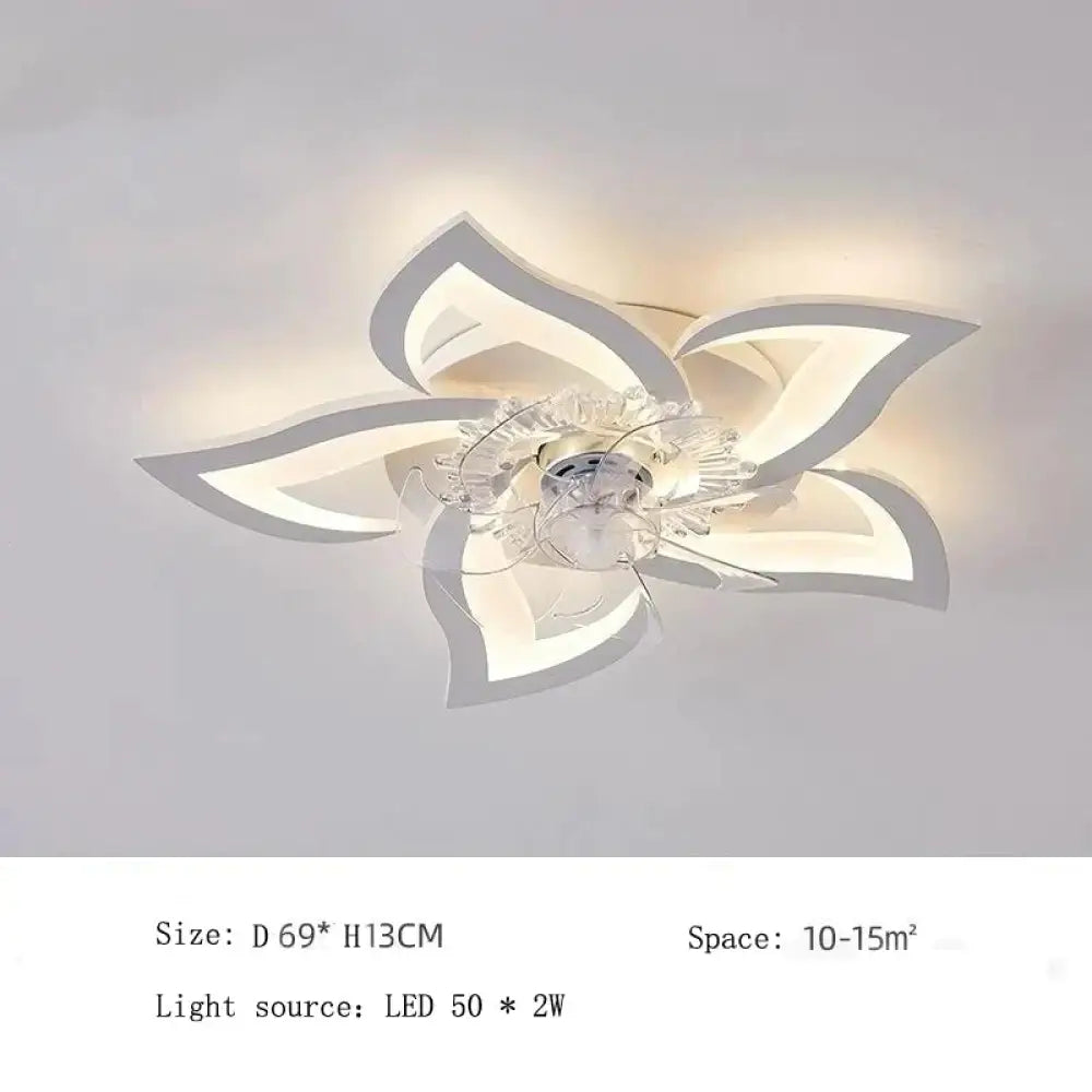 Simple Windmill Fan Light Nordic Living Room Ceiling D69*13Cm / White Light