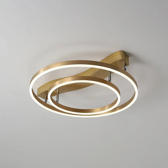 Simplicity Led Brass Multi - Ring Flush Mount Ceiling Light For Living Room 2 / White