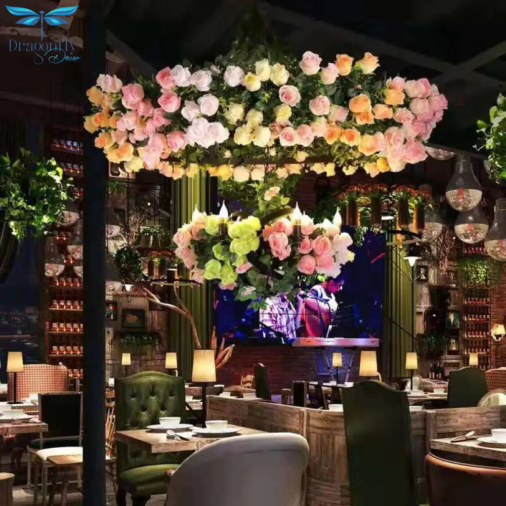 Simulation Flower Chandelier Feature Restaurant Hollow Lamp Shop Decoration Banquet Pendant Light