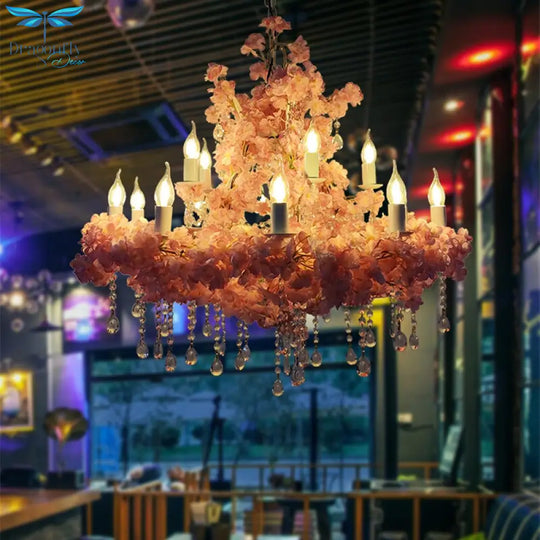 Simulation Flower Crystal Restaurant Wedding Banquet Pendant Light Art Hotel Decoration Green Plant