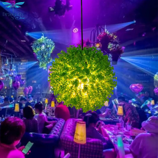 Simulation Green Plant Ball Chandelier Theme Pub Restaurant Net Red With The Same Decoration