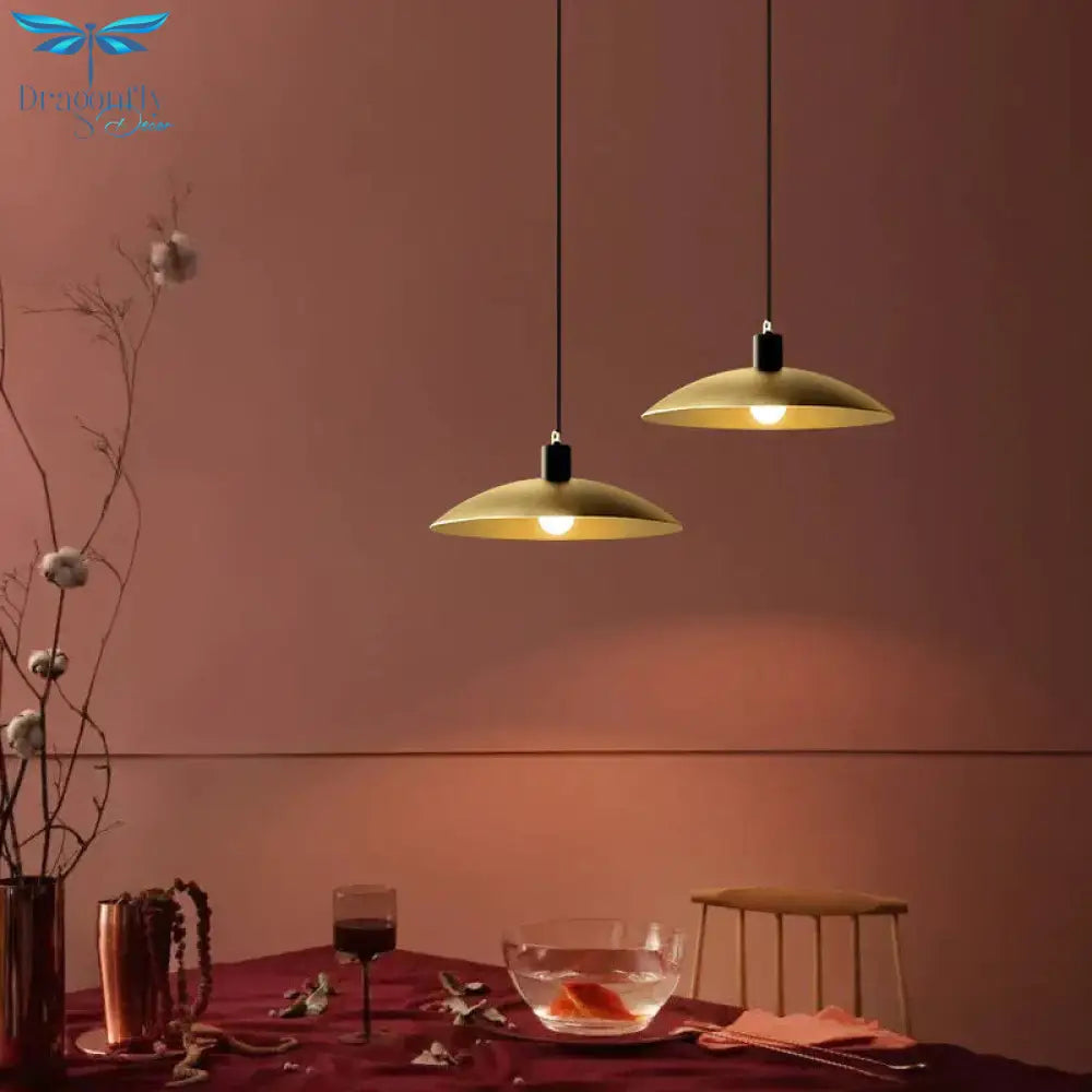 Single Dining Room Chandelier Simple Round Bedroom Copper Lamp Pendant
