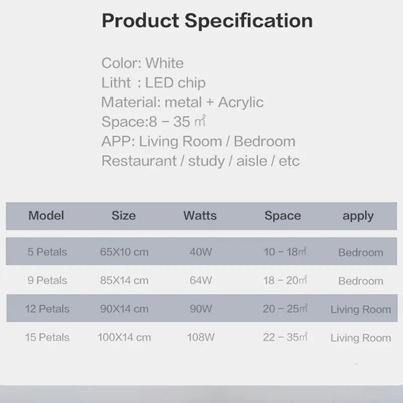 New Leds Chandelier Modern Flowers For Living Room Bedroom Remote Control/App Support Home Design