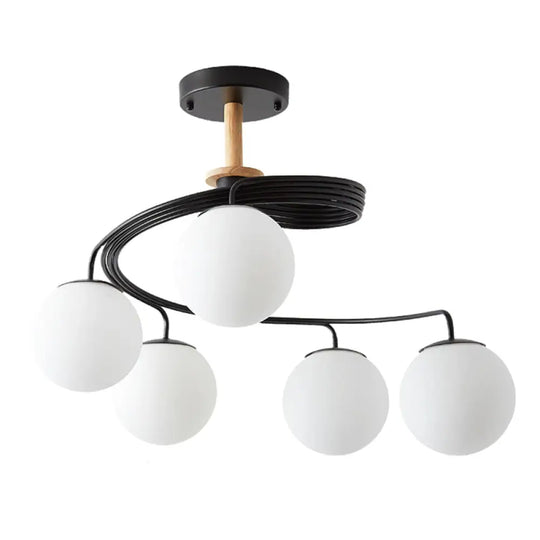 Sleek Globe Living Room Illumination: Ultra - Contemporary Milk Glass Semi - Flush Ceiling Light 5