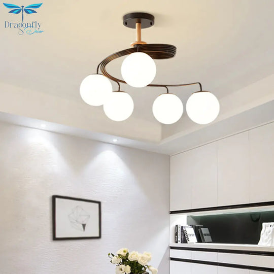 Sleek Globe Living Room Illumination: Ultra - Contemporary Milk Glass Semi - Flush Ceiling Light