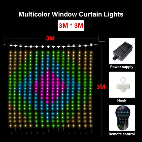 Smart Curtain Led Lights: App - Controlled Programmable Decor For Gazebos And Holidays 3Mx3M