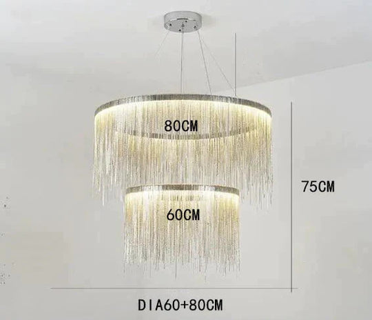 Solana - Tassel Chain Led Chandelier Dia60 80Cm / Silver Body White Light