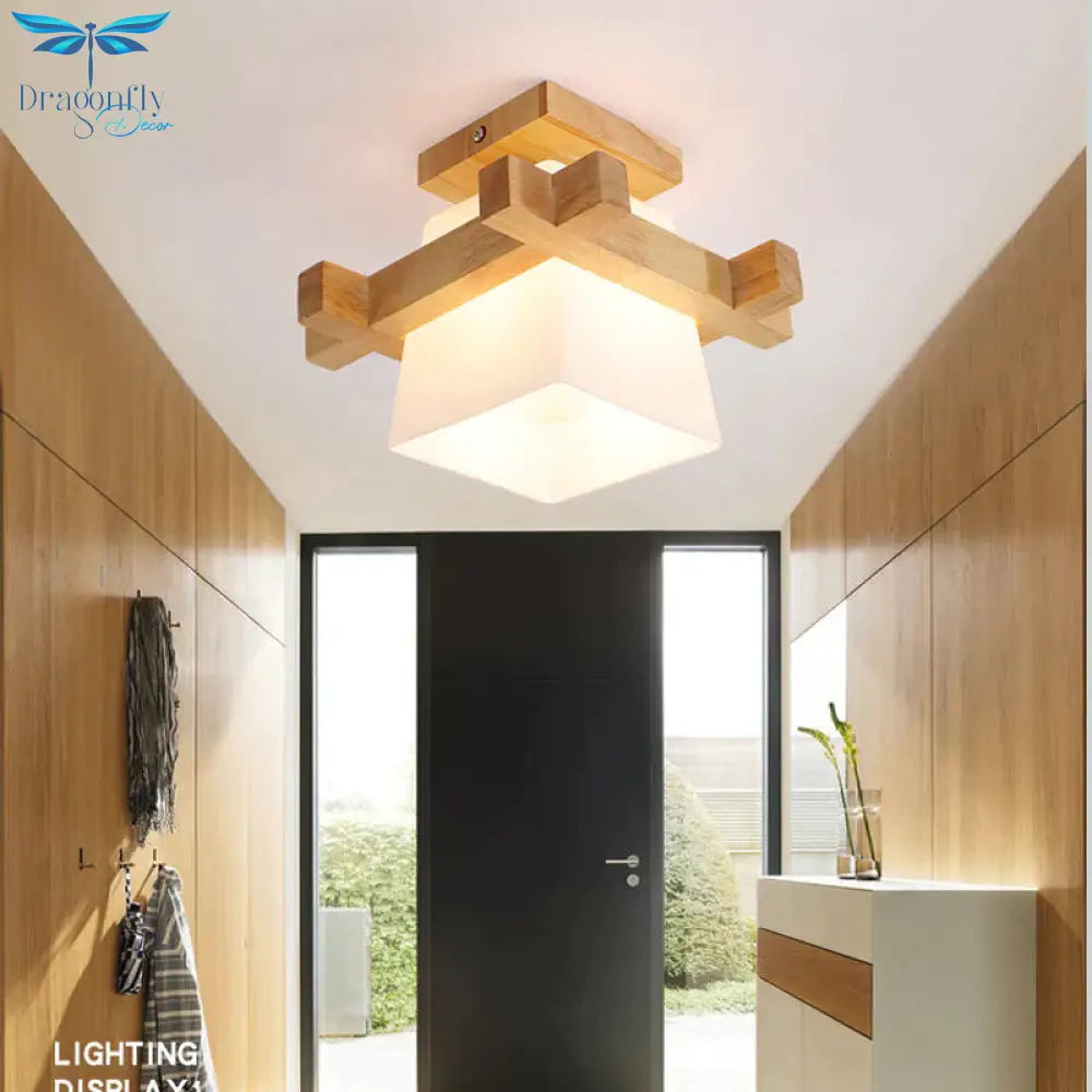 Solid Wood Aisle Lamp Simple Art Restaurant Corridor Porch Wooden Ceiling