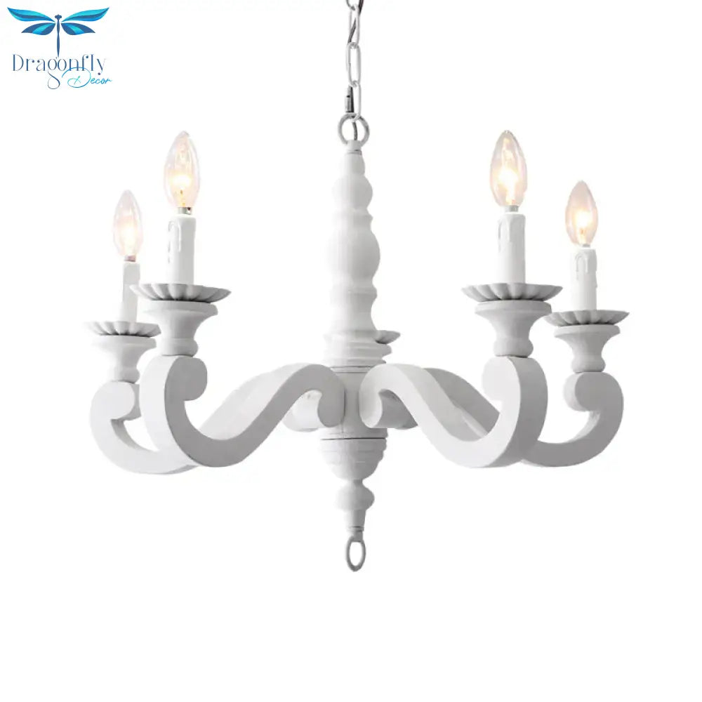 Spur Metal Hanging Chandelier Contemporary 5 Heads White Ceiling Pendant Light For Bedroom