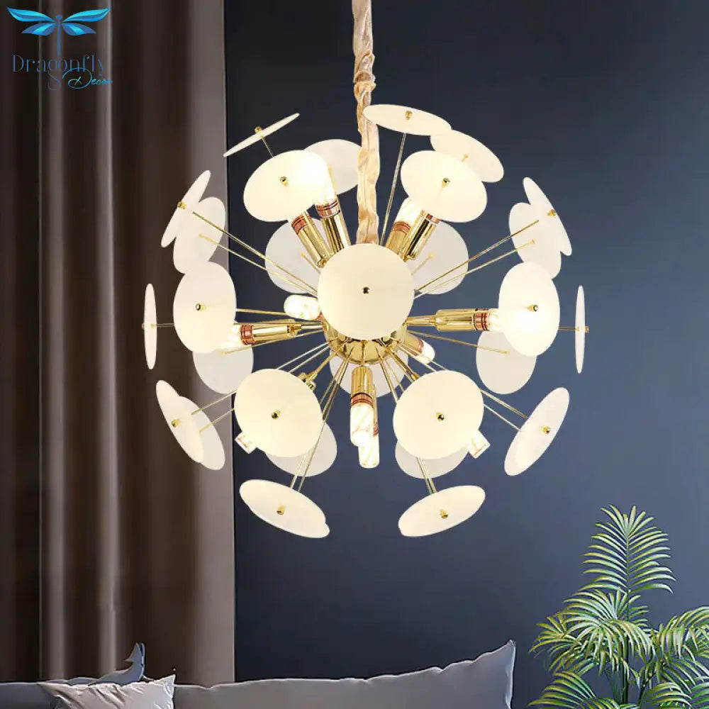 Sputnik Bedroom Ceiling Chandelier Metal 12 - Bulb Modernist Hanging Light In Grey/White/Blue