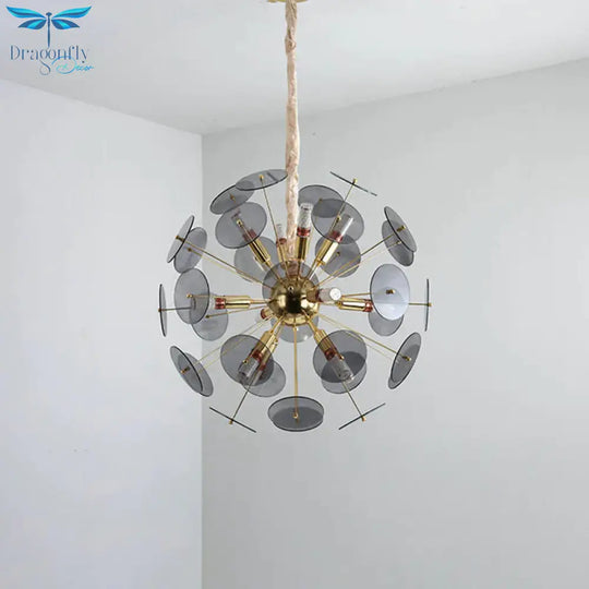 Sputnik Bedroom Ceiling Chandelier Metal 12 - Bulb Modernist Hanging Light In Grey/White/Blue
