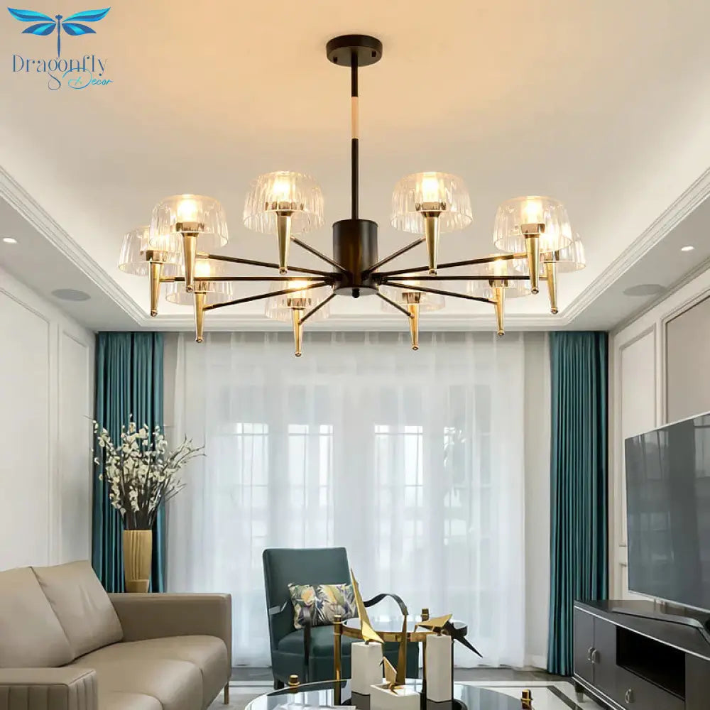 Sputnik Clear Glass Suspension Pendant Light Simple Style 3/5/6 Lights Living Room Chandelier In