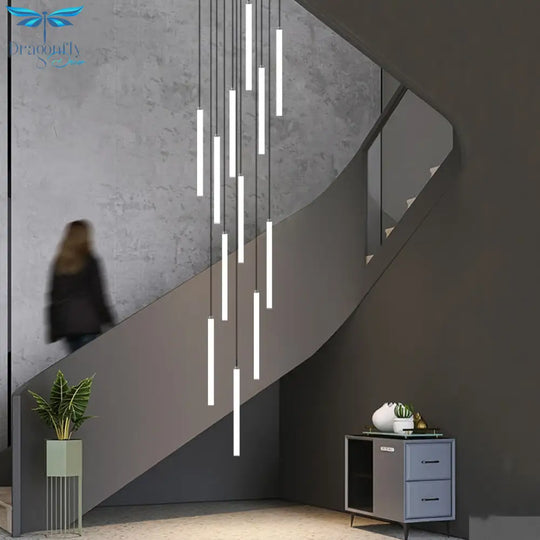 Stair Chandelier Strip Lamp Duplex Building Modern Minimalist Kitchen Light Luxury Villa Restaurant