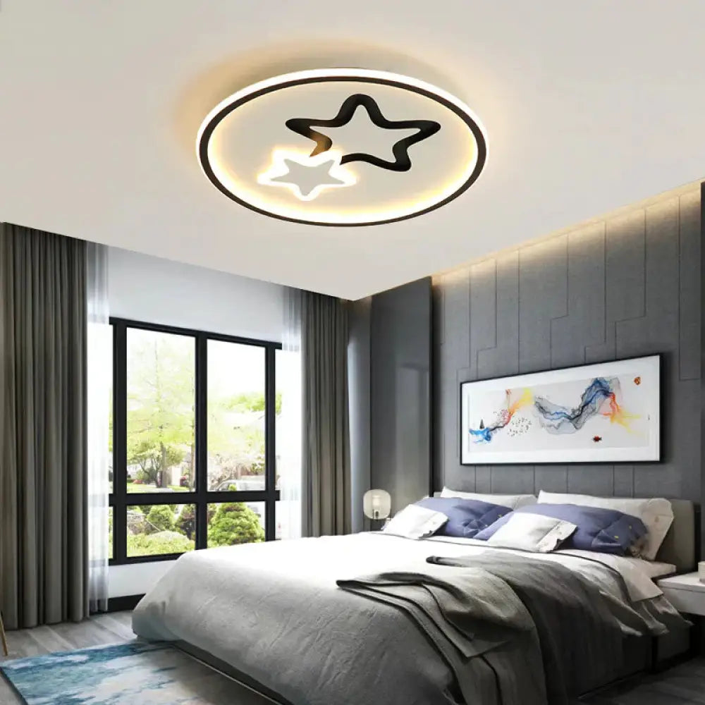 Star Cartoon Ceiling Lamp Children’s Room Bedroom White Light / Black S