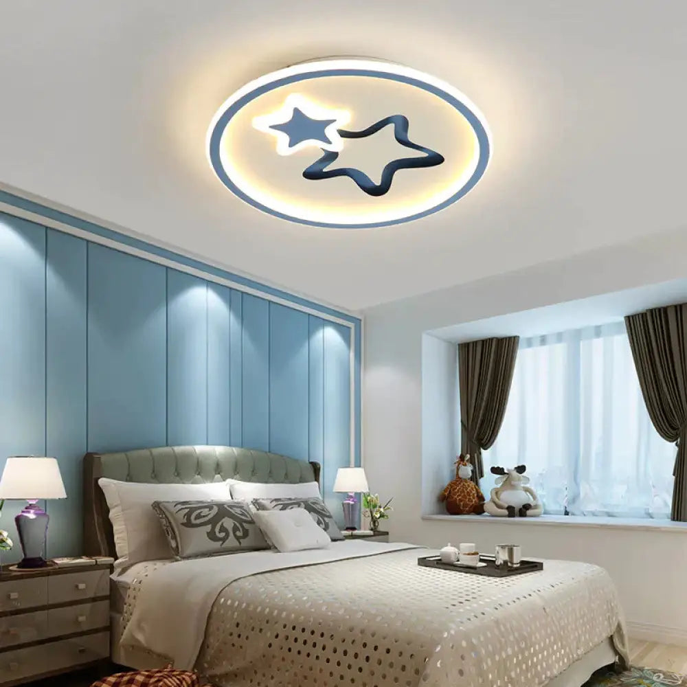 Star Cartoon Ceiling Lamp Children’s Room Bedroom White Light / Blue S