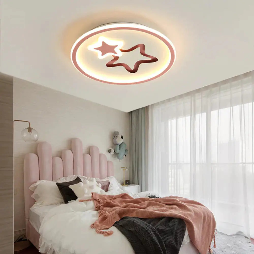 Star Cartoon Ceiling Lamp Children’s Room Bedroom White Light / Pink S