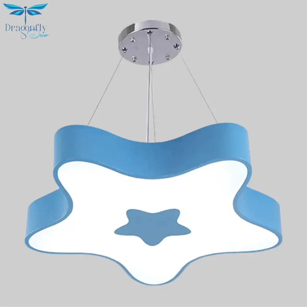 Starfish Down Lighting Pendant Nordic Acrylic Led Indoor Chandelier Lamp Fixture In Red/Blue/Yellow