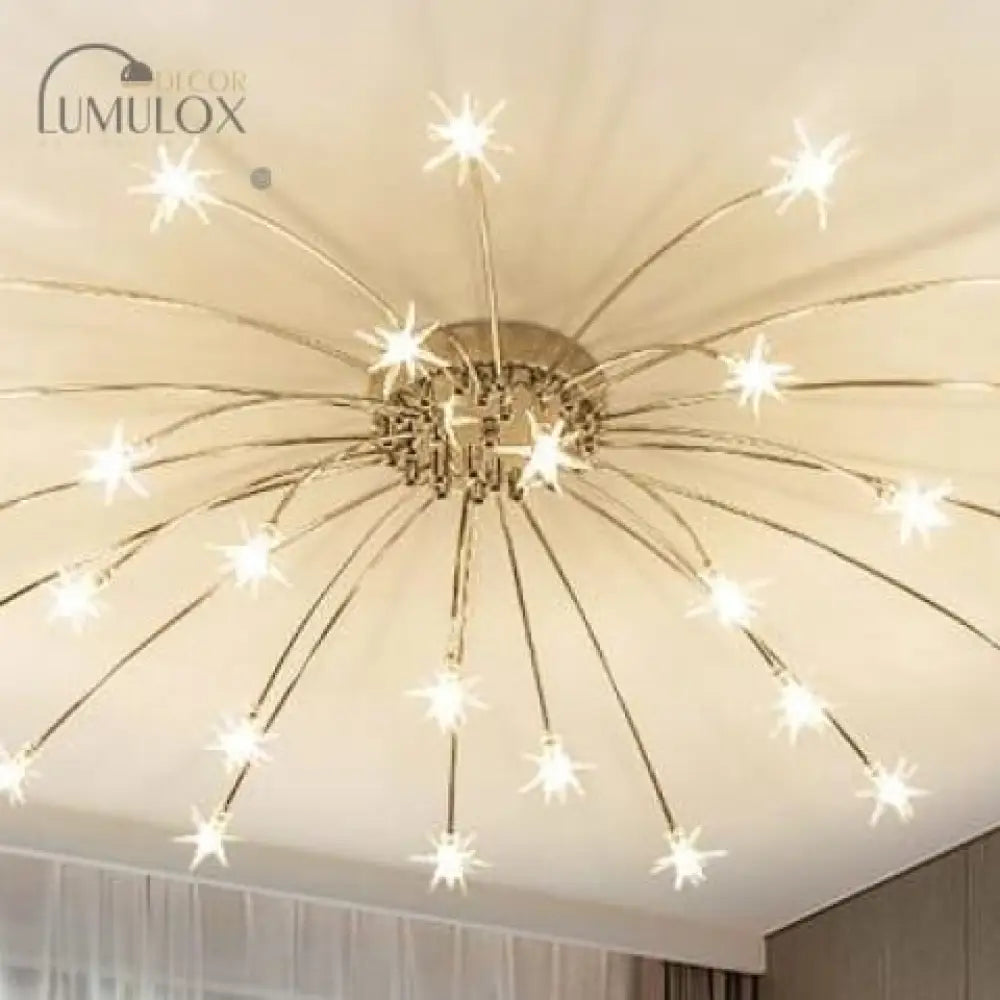 Starry Sky Stars Led Ceiling Lights Light Modern Round Crystal Glass 21/28 Heads Lamps Bedroom