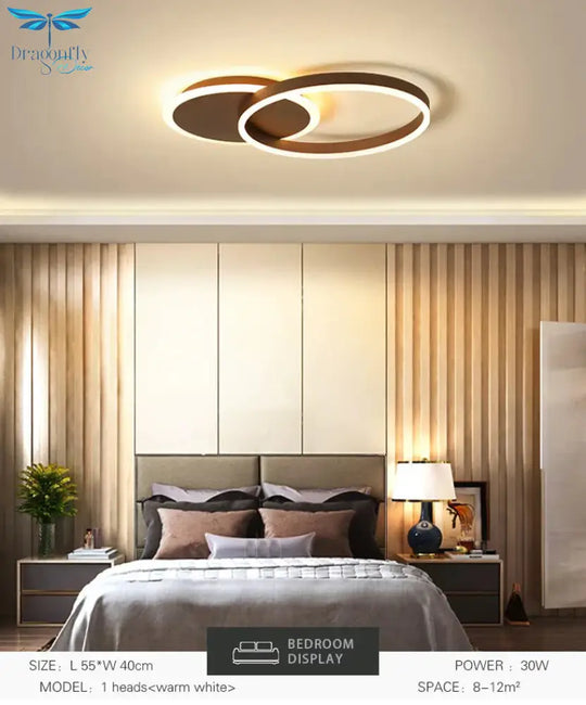 Surface Mounted Modern Led Ceiling Light For Living Room Bedroom Dining White&Coffee Lustre