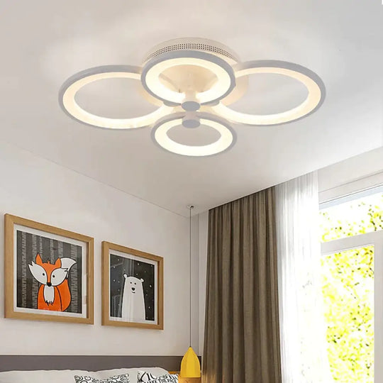 Surface Mounted Modern Led Ceiling Lights For Living Room Bedroom White Color / 4 Heads 620X400Mm