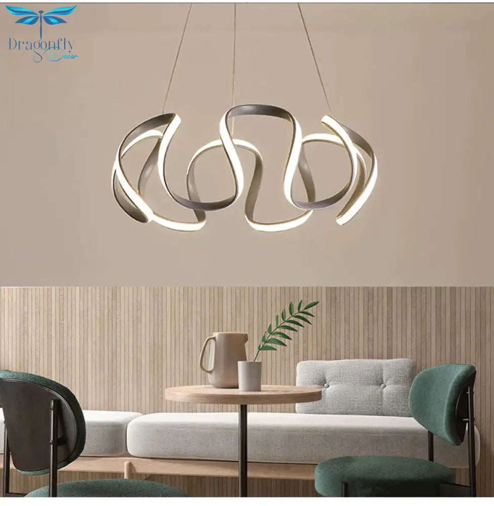 Surface Mounted Modern Led Pendant Light For Living Room Bedroom Dining Fixtures Gray Color Ceiling