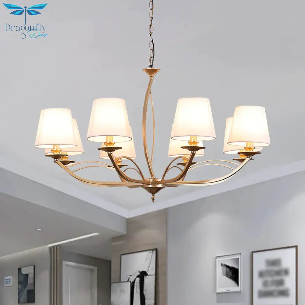 Swooping Arm Metallic Chandelier Lighting Traditional Style 4/6/8 Heads Guest Room Suspension Lamp