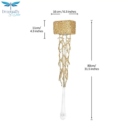 Tamara - Vintage Crystal Gold Water Drop Glass Wall Lamp