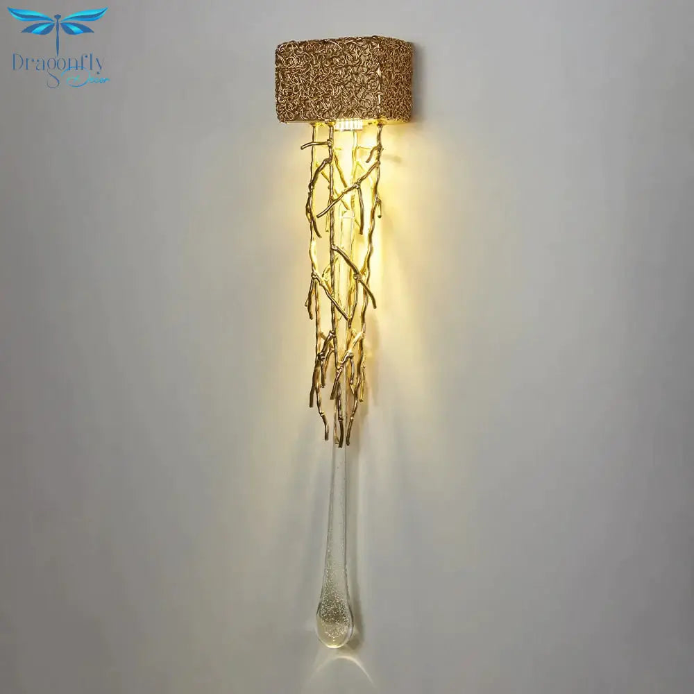 Tamara - Vintage Crystal Gold Water Drop Glass Wall Lamp