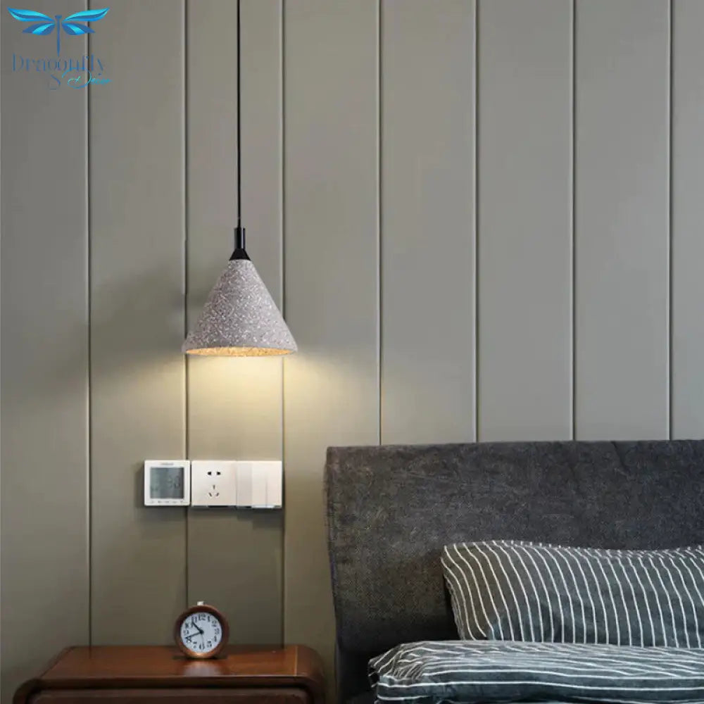 Terrazzo Bar Chandelier Cement Minimalist Restaurant Bedroom Bedside Speaker Single Small Pendant