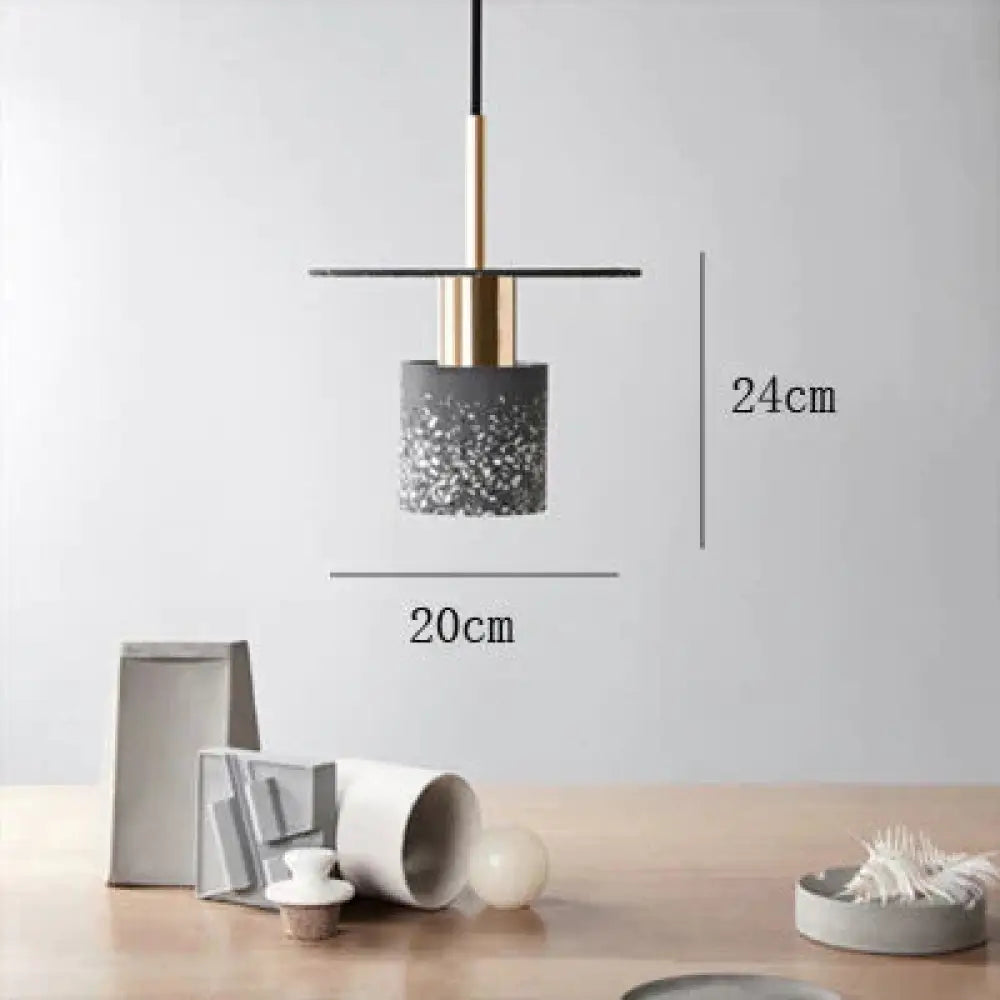 Terrazzo Lamp Indoor Simple Led Chandelier Coffee Shop Spherical Teahouse Office Cement Black /