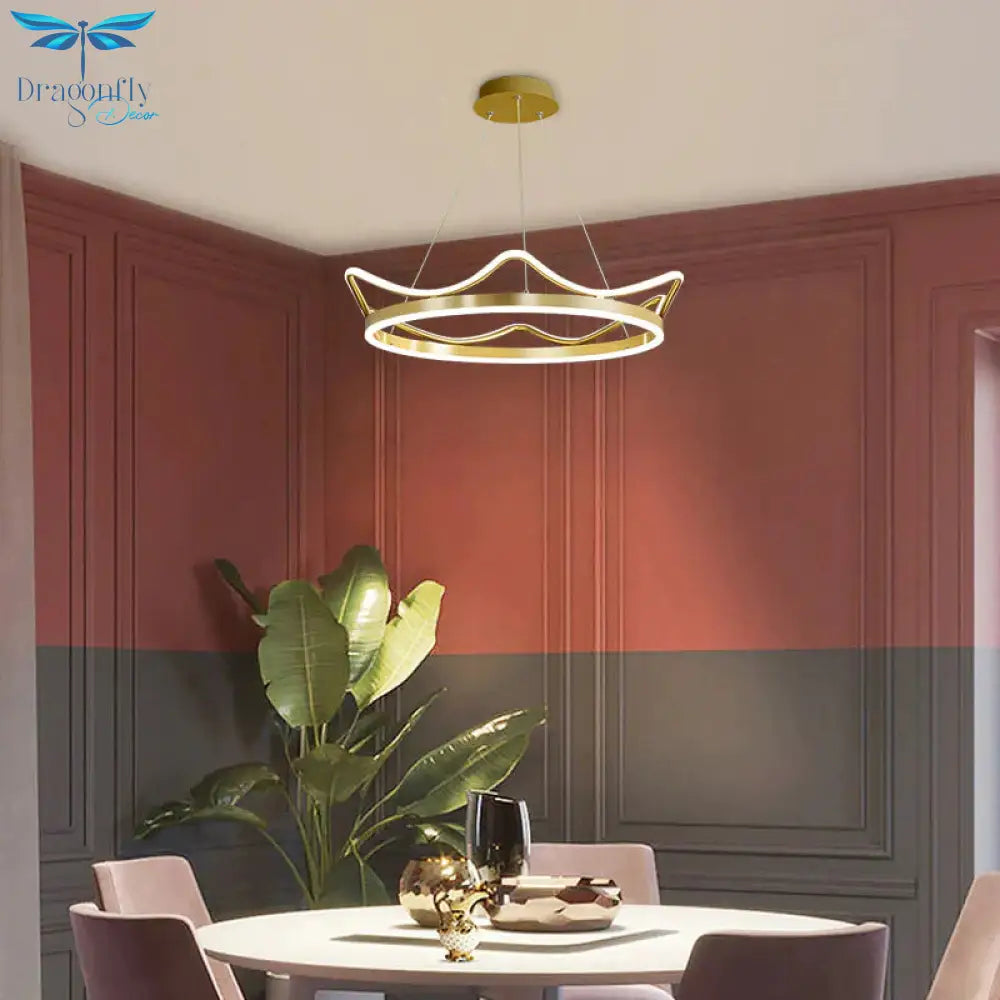 The Living Room Is Simple With Modern Crown Led Chandeliers Pendant